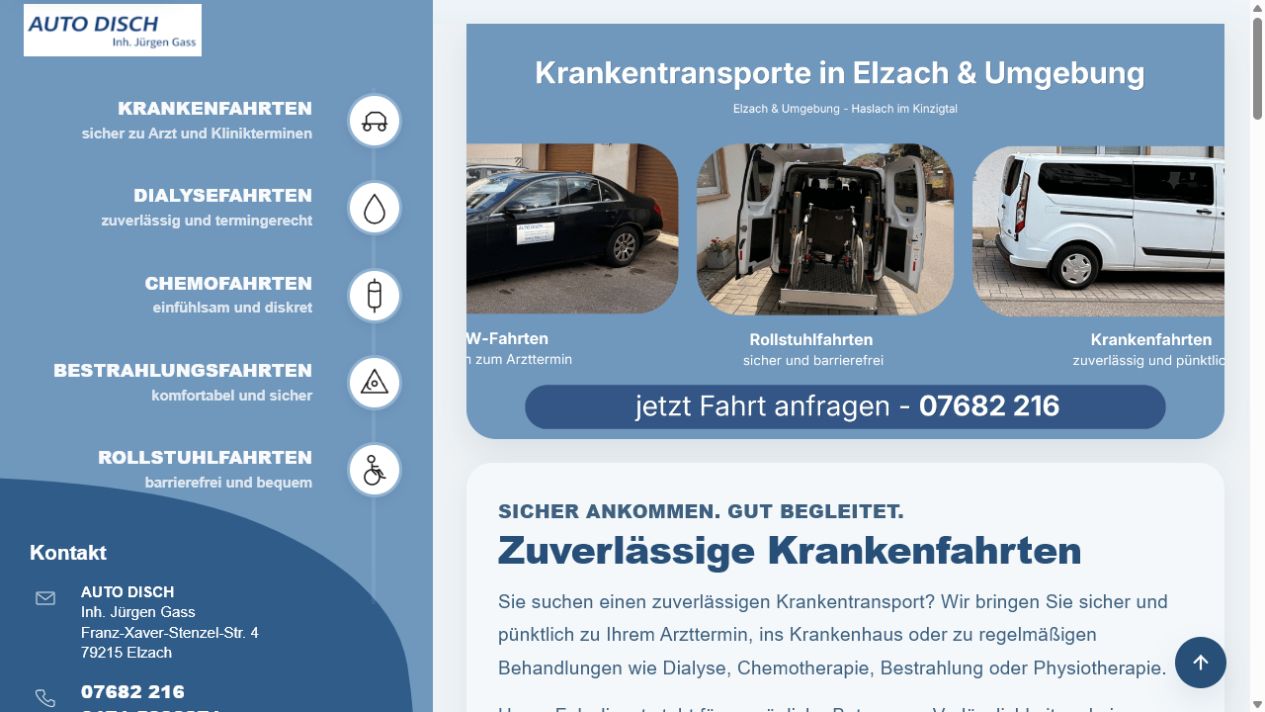 Screenshot der Website Auto Disch