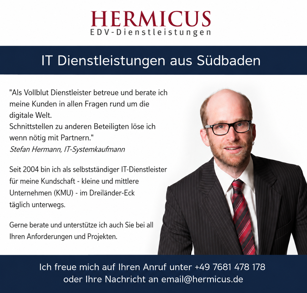Screenshot der Referenz HERMICUS EDV-Dienstleistungen Waldkirch